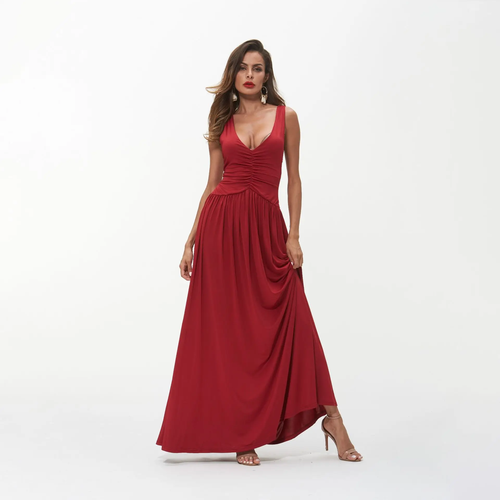OSULIVAN летнее платье женское винтажное Femme Ete 2019 Vestidos длинное с v образным вырезом