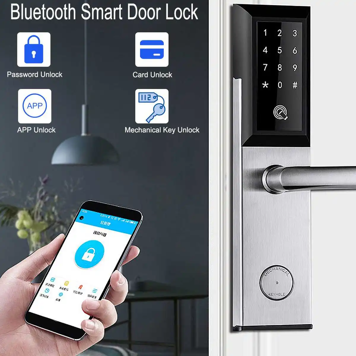 

Security Electronic Door Lock APP WIFI Bluetooth Smart Screen Lock, Digital Code Keypad Deadbolt For Home Hotel Apartment