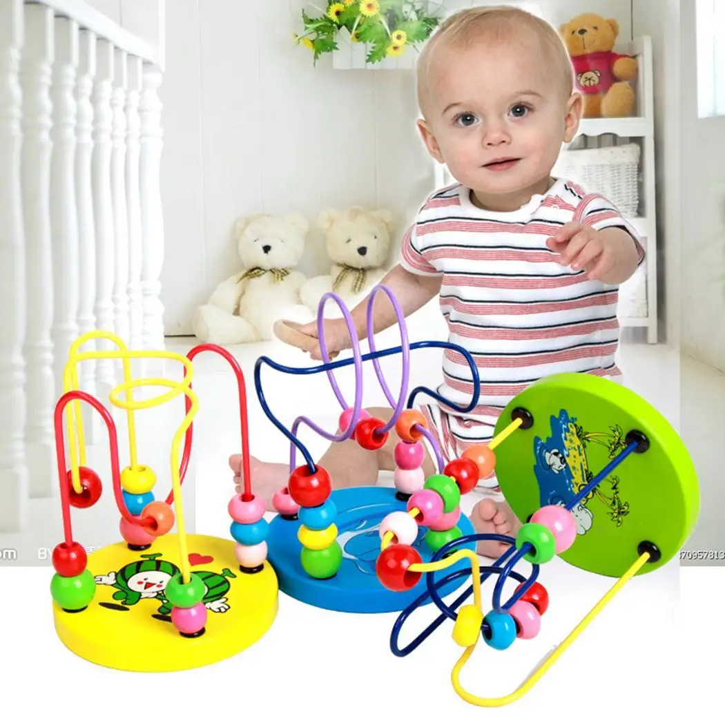 

1Pcs Early Learning Toy Children Kids Baby Colorful Wooden Mini Around Beads Educational Mathematics Toy Random Color