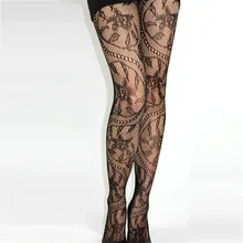 Женские пикантные сетчатые кружевные жаккардовые чулки, чулки, колготки, тонкие колготки, кружевные Чулочные изделия