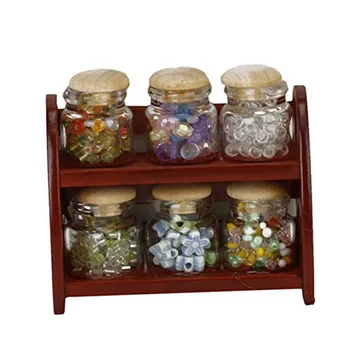 

Dollhouse Candles Bottle Miniature Glass Jar Kitchen Crock Wooden Shelf