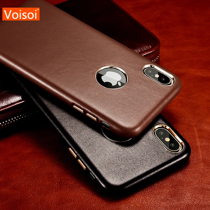 

Genuine Leather Case For Iphone 7 8 Plus XS MAX X xr Luxury Ultra Thin Handmade Back Coque cover for iphone 6 6S Plus