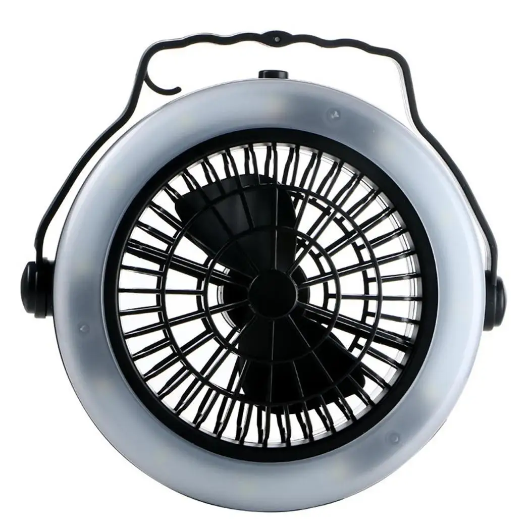 

Portable Rechargeable LED Fan Light Mini Air Cooler Outdoor Camping Tent Lamp Hanging Hook Lantern USB Rechargeable / AA Battery
