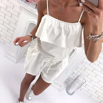 

Summer Short Women Casual Solid Color Sleeveless Playsuits New Pattern