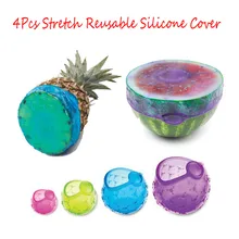 4 шт Силиконовые стрейч фрукты крышками Многофункциональный Fesh сохраняя Еда чашу бутылка горшок крышка овощей Обёрточная бумага пленки многоразовые Sealer3