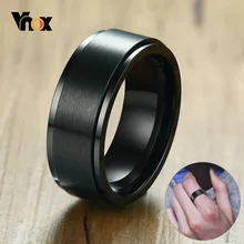 Vnox 8 milímetros Rotativo Anel Anel para Homens de Aço Inoxidável Preto Casual Masculino Básico Elegante Punk Spinner Jóias Aliança(China)