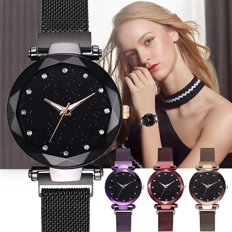 

Relogio Feminino Starry Sky Watch Luxury Mesh Band Stainless Steel Quartz Wristwatch Female Watches ladies magnet reloj mujer