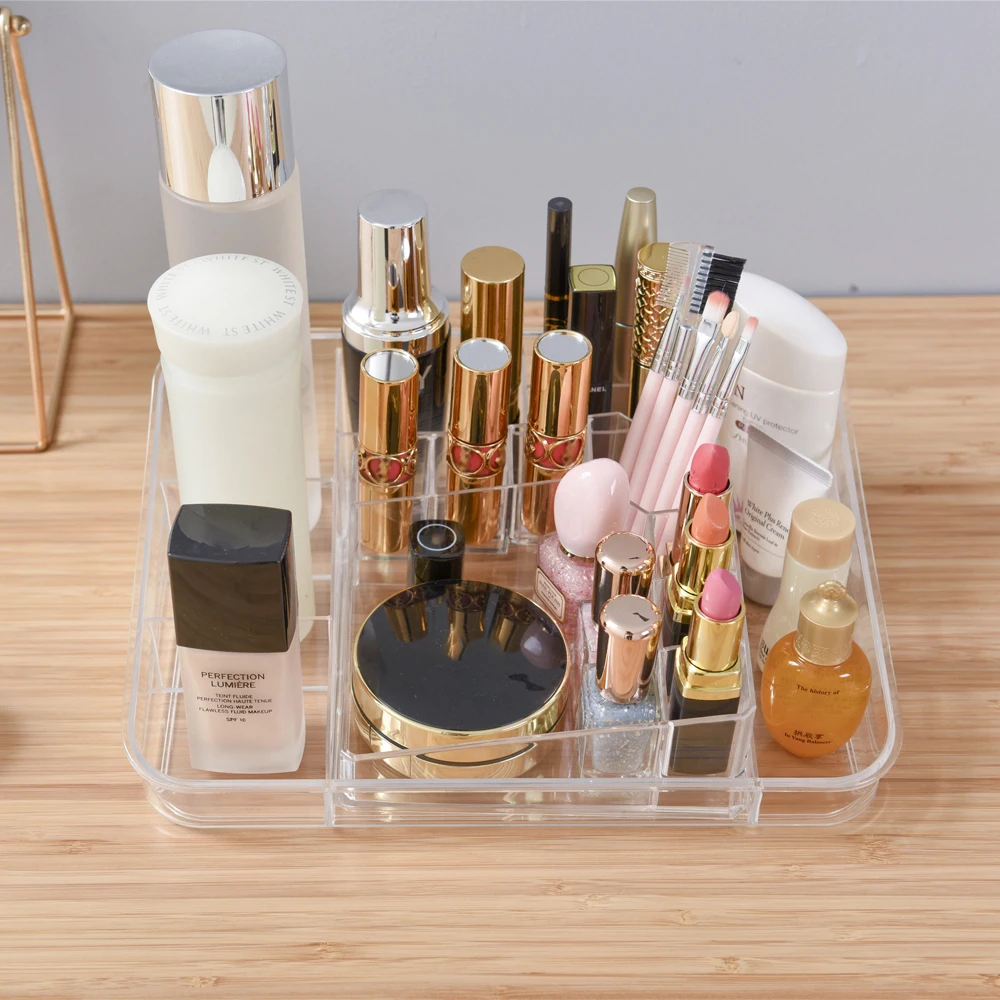 Clear Plastic Makeup Storage Box Cosmetic Storage Organizer Desktop