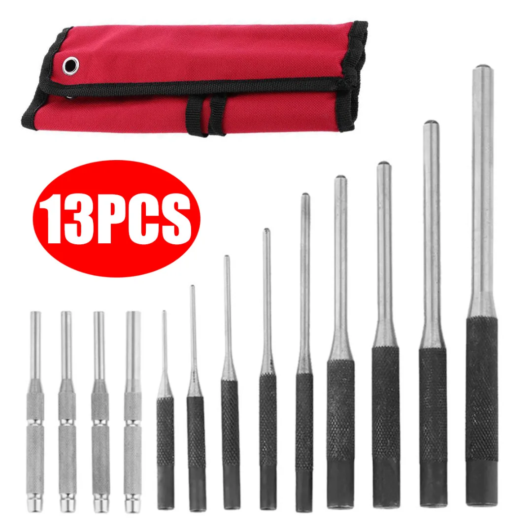 

13Pcs Punch Set Tools Kit Hollow End Starter Roll Up Case Pin Punch Tools for Pistol Building & Removing Pins