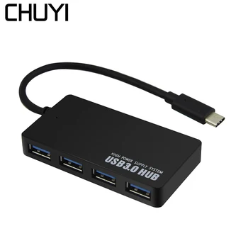 

CHUYI USB3.1 Type C To 4 Ports USB3.0 HUB With OTG Function EU/AU/US/UK Plug Power Adapter For Macbook Xiaomi Laptop Accessories