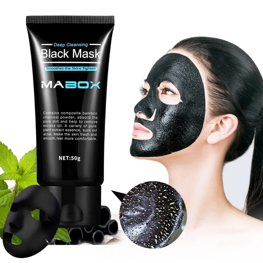 Mabox Black Mask Peel Off Bamboo Charcoal Purifying Blackhead Remover Mask Deep Cleansing for Acne Scars Blemishes skin care