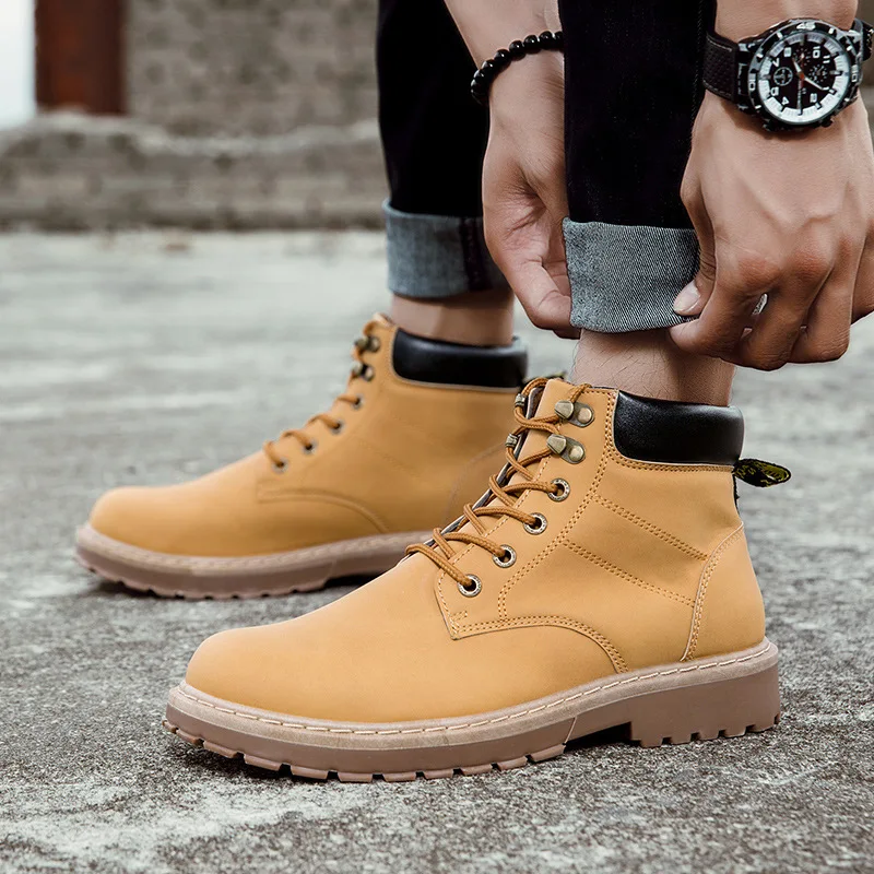 Мужские ботинки Martens кожаная зимняя теплая обувь мужские мотоциклетные