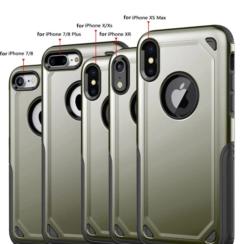 

New Shockproof Armor Phone Case For Iphone X Xs Max Xr 7 8 6 6s Plus Hybrid Pc+tpu Slim Rugged Protective Case Defend Cover