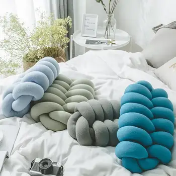 

Adeeing Soft Solid Color Knotted Throw Pillow with Filler for Sofa Office Rest