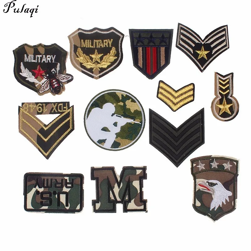 

Pulaqi Popular Embroidered Patch Cloth Military Patches for Clothing Epaulette Stripes on Backpack Shoulder Emblem for Clothes D