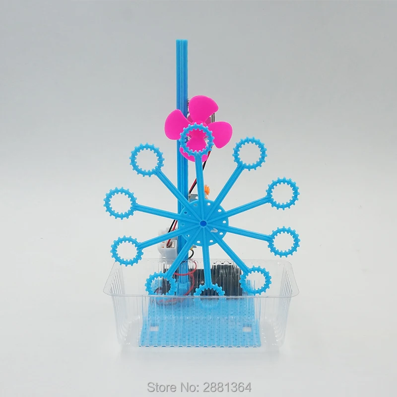 

DIY Bubble machine STEAM education Toy Assembly foaming machine Boy Girl bubble Water Blowing Toys Science Experiment Children