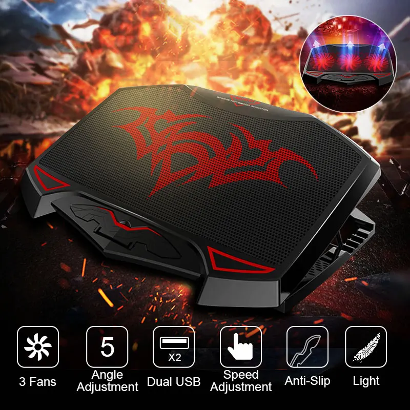 

Laptop Cooler Laptop Cooling Pad 3 Silence Fans Dual USB Chill Mat Adjustable Mounts Holder for Laptop PC 1213141515.617