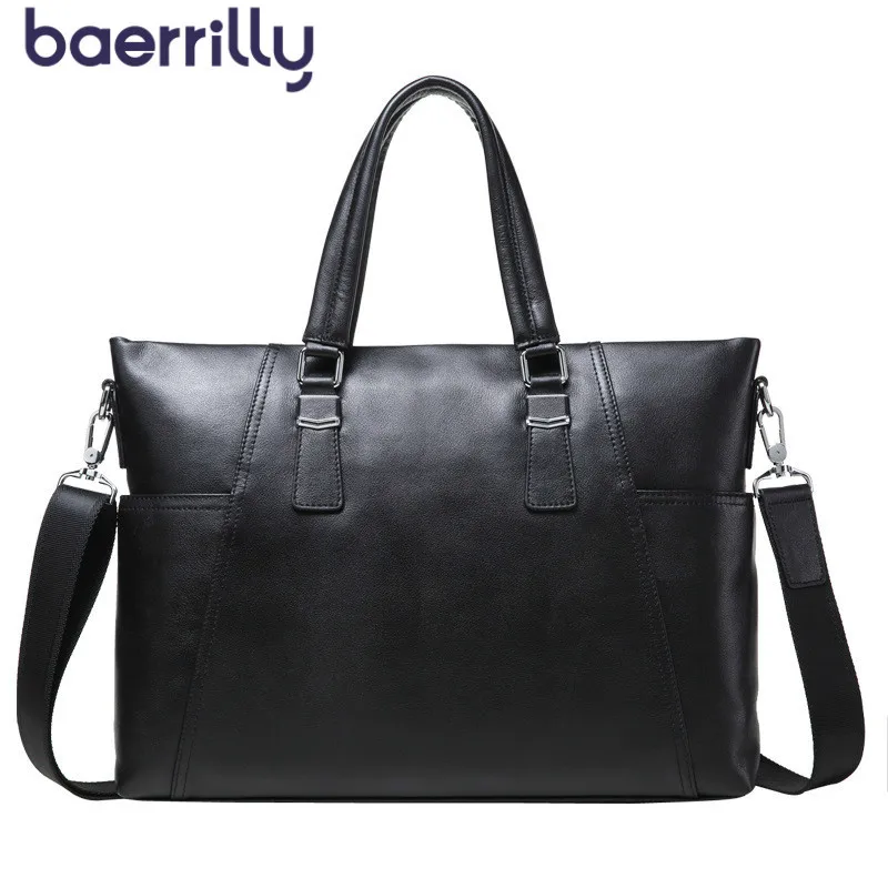 

Fashion Genuine Leather Mens Handbag Business Men Briefcase Laptop Bag High-capacity Totes Travel Shoulder Bags Bolsa Masculina