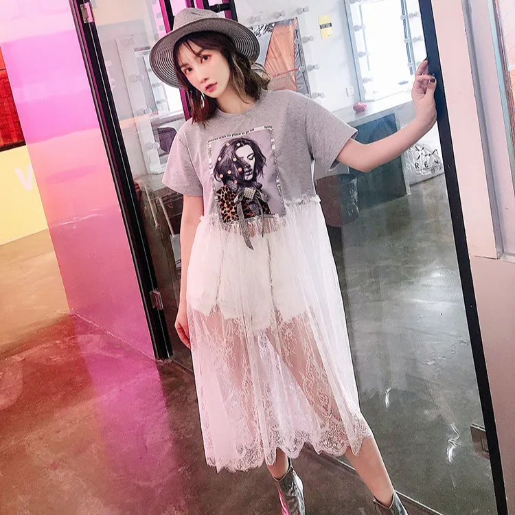 Appliques Donne Della Merletto E Le 2019 Del Bonjean Di Manica Camicia Camicette Magliette Gray Che Lunga Rappezzatura Per Bordano Estate Corta T Con Shirt Bj1020 fUqCpCw