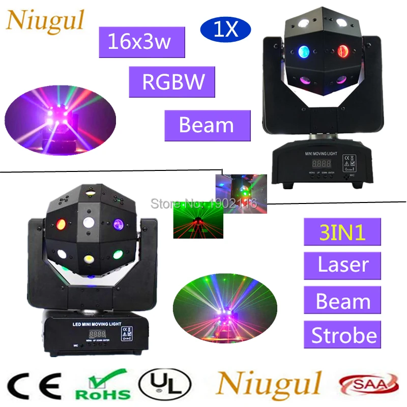 

RGBW 16x3w Beam Moving Head Lights, Laser/Beam/Strobe 3in1 16X3W LED Moving Head Light, Professional LED Stage Effect Lighting