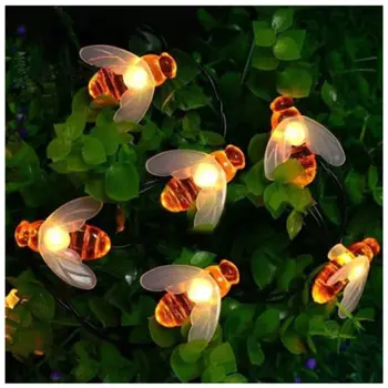 

Hot Solar String 20/30 LED Lights Honey Bee Shape Solar Powered Garden Yard Decoration
