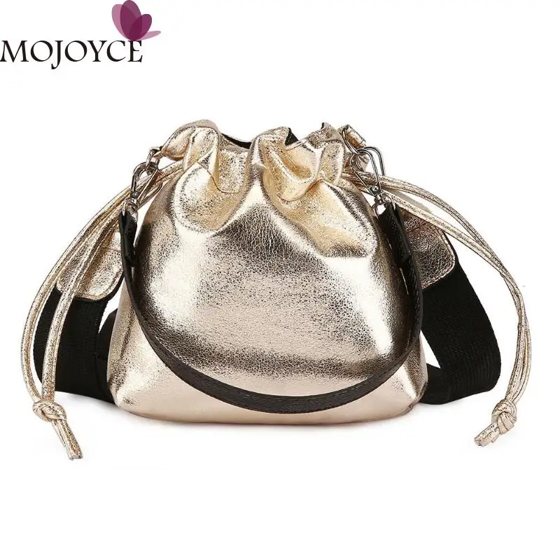 

Fashion Shoulder Bag Drawstring Crossbody Handbag Women Small PU Leather Satchel Glitter Bucket Messenger Top-handle Bags Bolsas