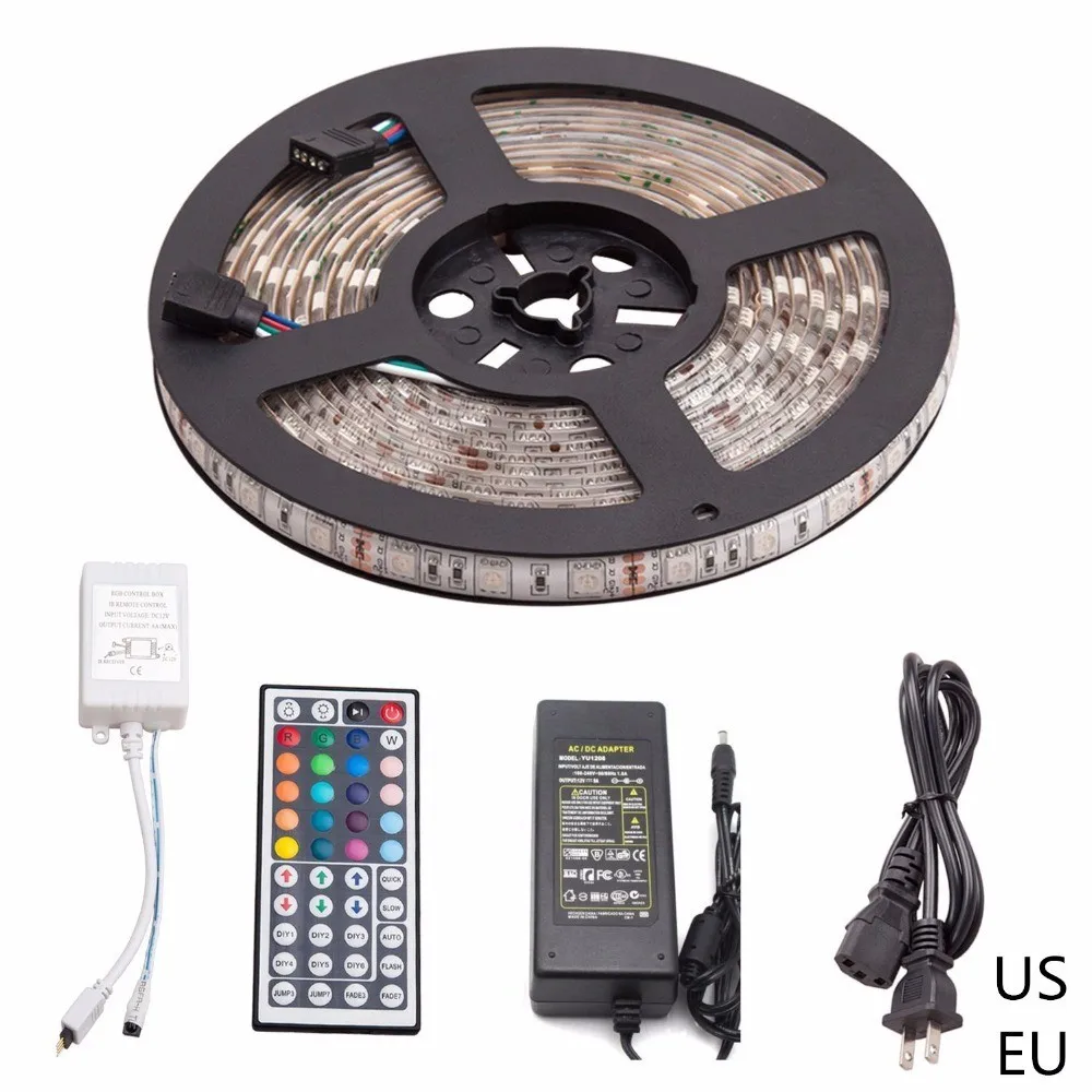 1 комплект 5 м IP65/IP20 Водонепроницаемый High end SMD5050 60 светодиодный/M RGB DC12V 5A