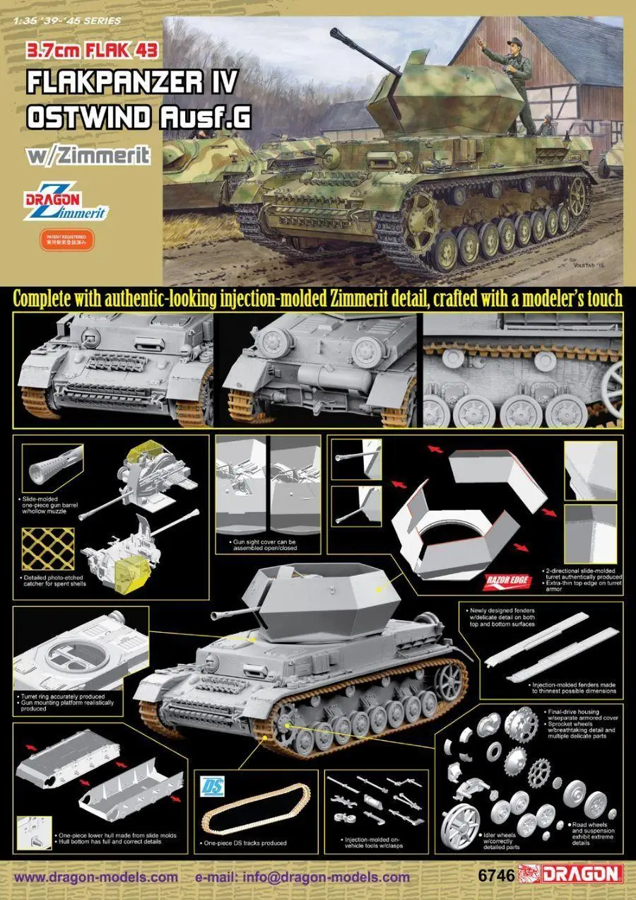 

Dragon No. 6746 1/35 Flakpanzer IV Ostwind w/ Zimmerit with Magic Tracks