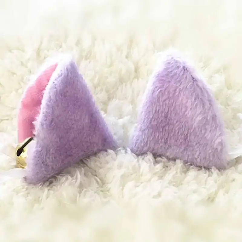 

Cosplay Halloween Party Anime Costume Cat Fox Ears Hair Clip Bell Headwear Party Cat Hair Clip 6 Colors to Choose