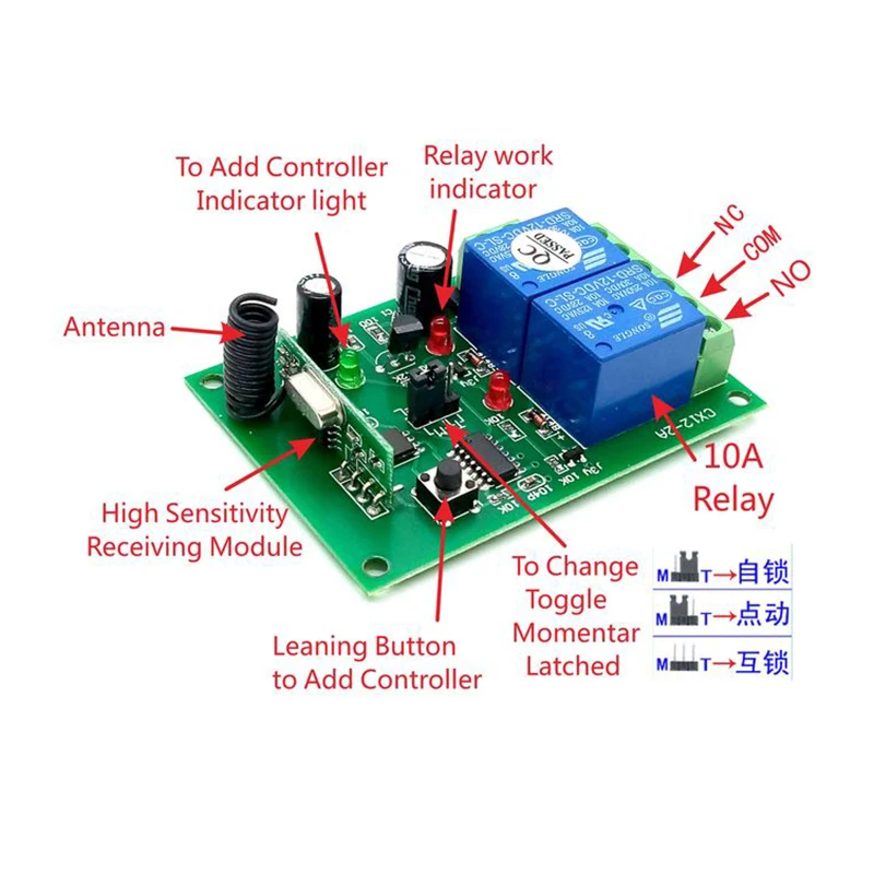 DC12V 2CH RF беспроводной мини переключатель релейный приемник пульты дистанционного