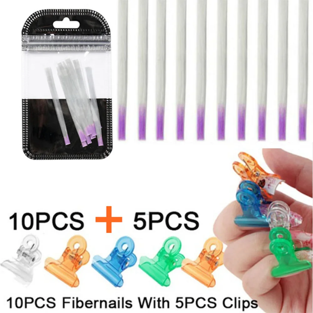 10 шт. стекловолокна форма для наращивания ногтей 5 заколки Набор Fibernails УФ гель