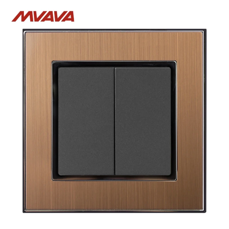 

MVAVA 2 Gang 1/2 Way Push Button Lamp Wall Light Switch Luxury Decorative Gold Metal Electrical Control 110-250V Free Shipping