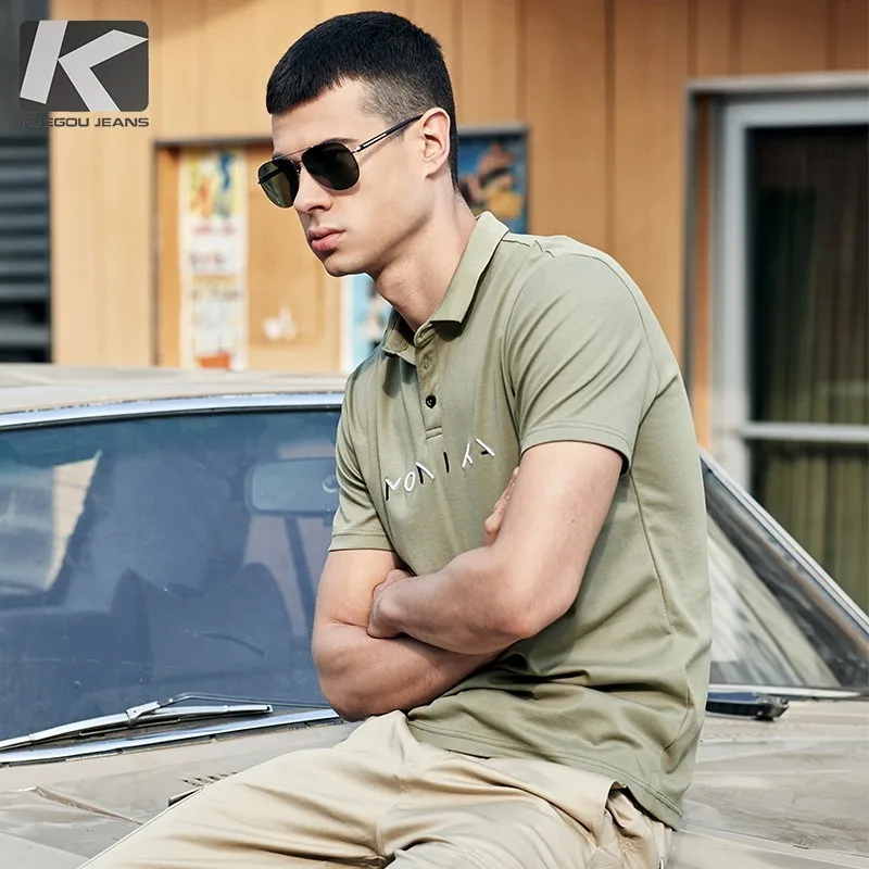 

Summer 2019 Men Poloshirts 100% Cotton Embroidery Green Color For Man Fashion Short Sleeve Slim Fit Clothes Male Wear Tops 09332