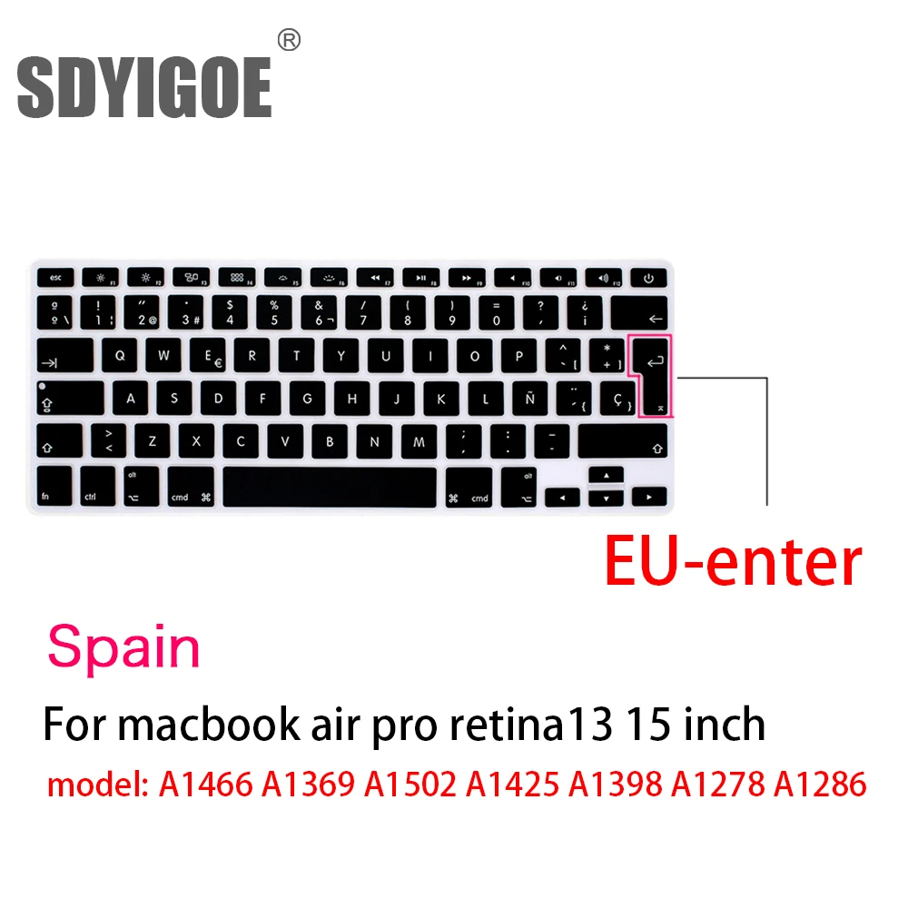 Испанская Чили ЕС Клавиатура Защитная крышка для Mac Book Air13 pro15 retina A1466 A1502 A1398 A1278 кожи красочная клавиатура пленка