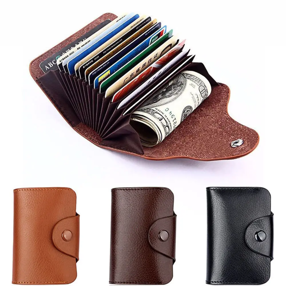 

Pu Leather Card Holder Aluminum Unisex RFID Blocking Pocket Small ID Credit Card Holder Case Pure Fashion Card Wallet Men Women