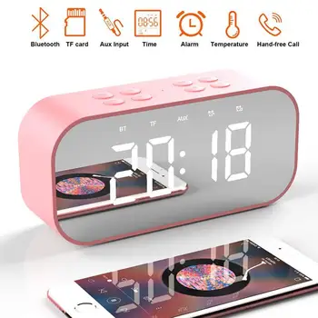 

Bluetooth 5.0 Portable Wireless Bluetooth Speaker Column Subwoofer Music Sound Box LED Time Snooze Alarm Clock for Laptop Phone