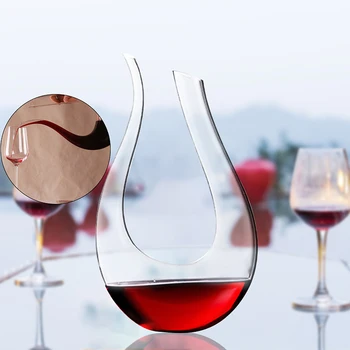 1500ml U Shaped Crystal Glass Horn Red Wine Decanter Wine Pourer