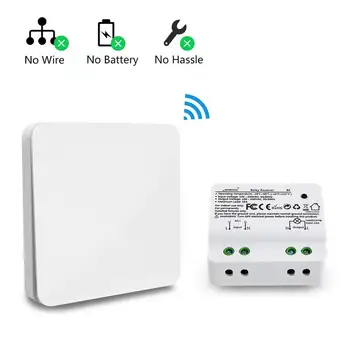 

Wireless Lights Switch Kit, No Battery No Wiring, Quick Relocate On/off Switches for Lamps Appliances Remote Control House Light