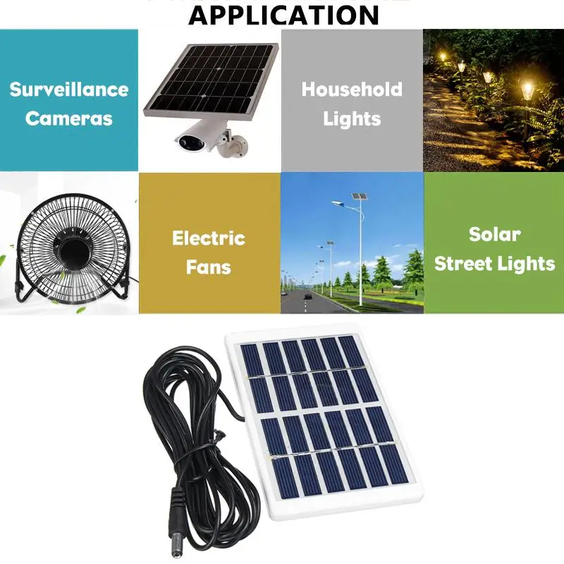 Portable 5W 6V Solar Panel Outdoor Solar Charger Panel 3 Meter Cable Climbing Fast Charger Polysilicon Tablet Generator portable solar panel solar charger panels solar battery charger solar panels solar charger