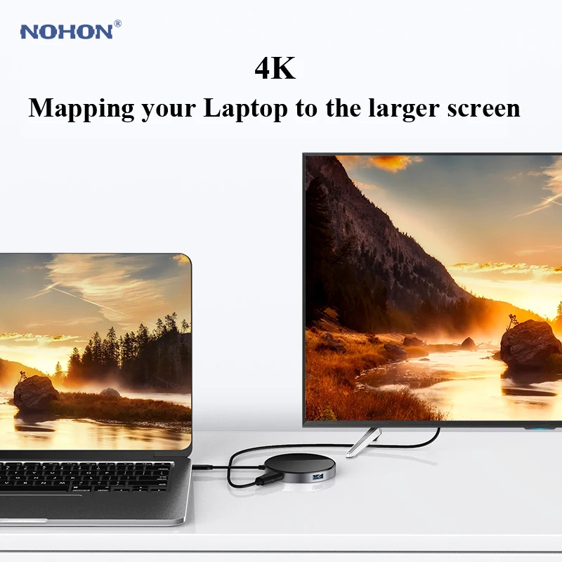 Nohon концентратор USB Type C PD Беспроводное зарядное устройство 80 Вт 7 в 1 HDMI Thunderbolt 3 адаптер для MacBook samsung S9 huawei P20 mate 20 usb-хаб
