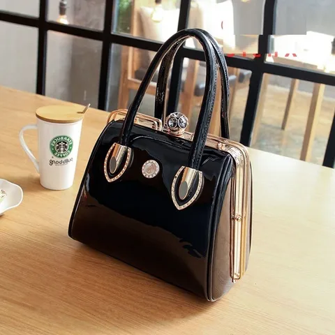 Moda de Luxo Feminina Mensageiro Bolsa Ocasional Tote Frame Bolsas Couro Patente Marca Designer Alta Qualidade Diamantes Crossbody