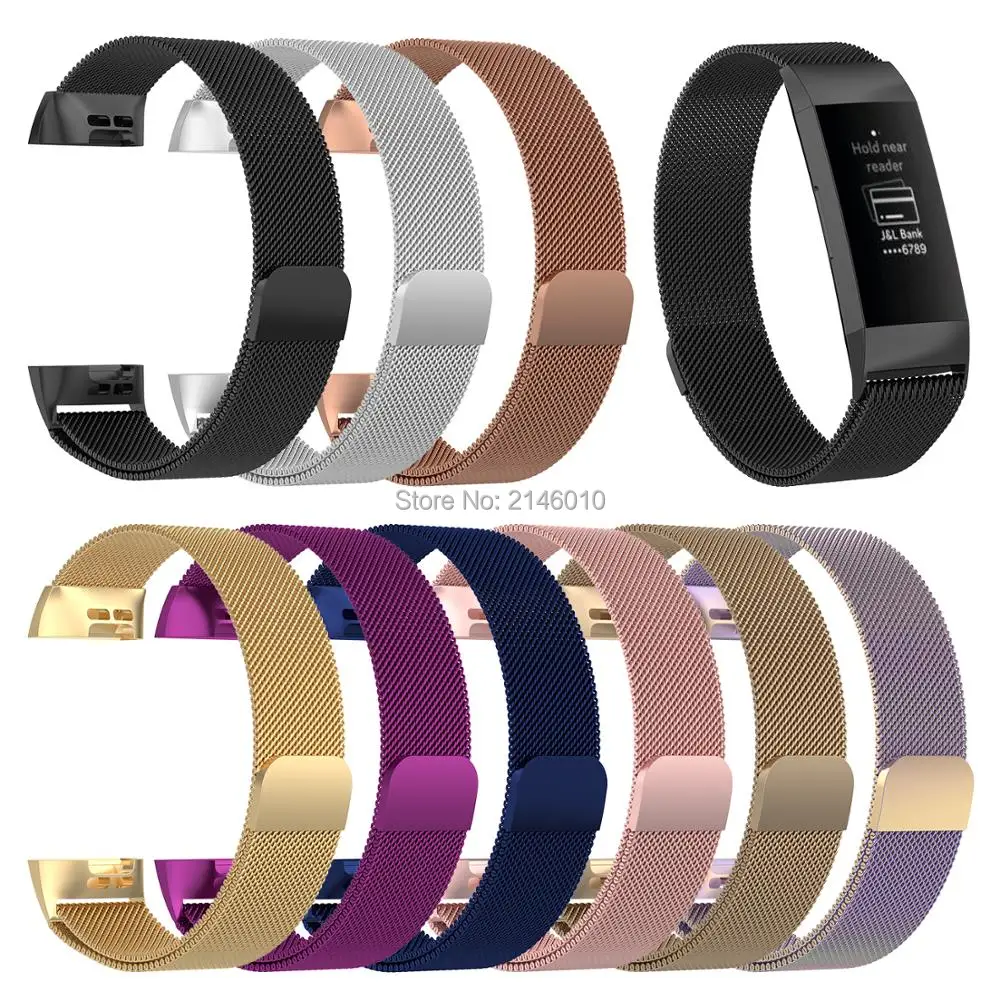 

Replacement Watch Band Milanese Metal Strap for Fitbit Charge 3 Secure Band Metal Buckle