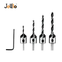 JelBo 4PCS Countersink Drill Bit + 1PC Hex Shank 5 Flute Chamfer Reamer Tool Drill Bit Set For Woodworking (3/4/5/6MM ) JelBo 4PCS Countersink Drill Bit + 1PC Hex Shank 5 Flute Chamfer Reamer Tool Drill Bit Set For Woodworking (3/4/5/6MM )