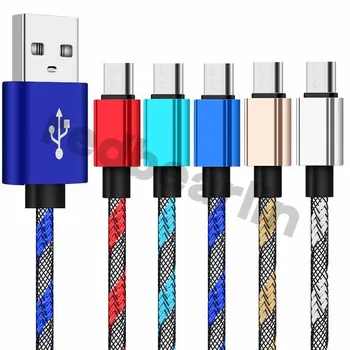 

micro V8 5pin data charging wire 1m 2m braided nylon alloy cable for mobile phone 5 6 7 8 for samsung htc