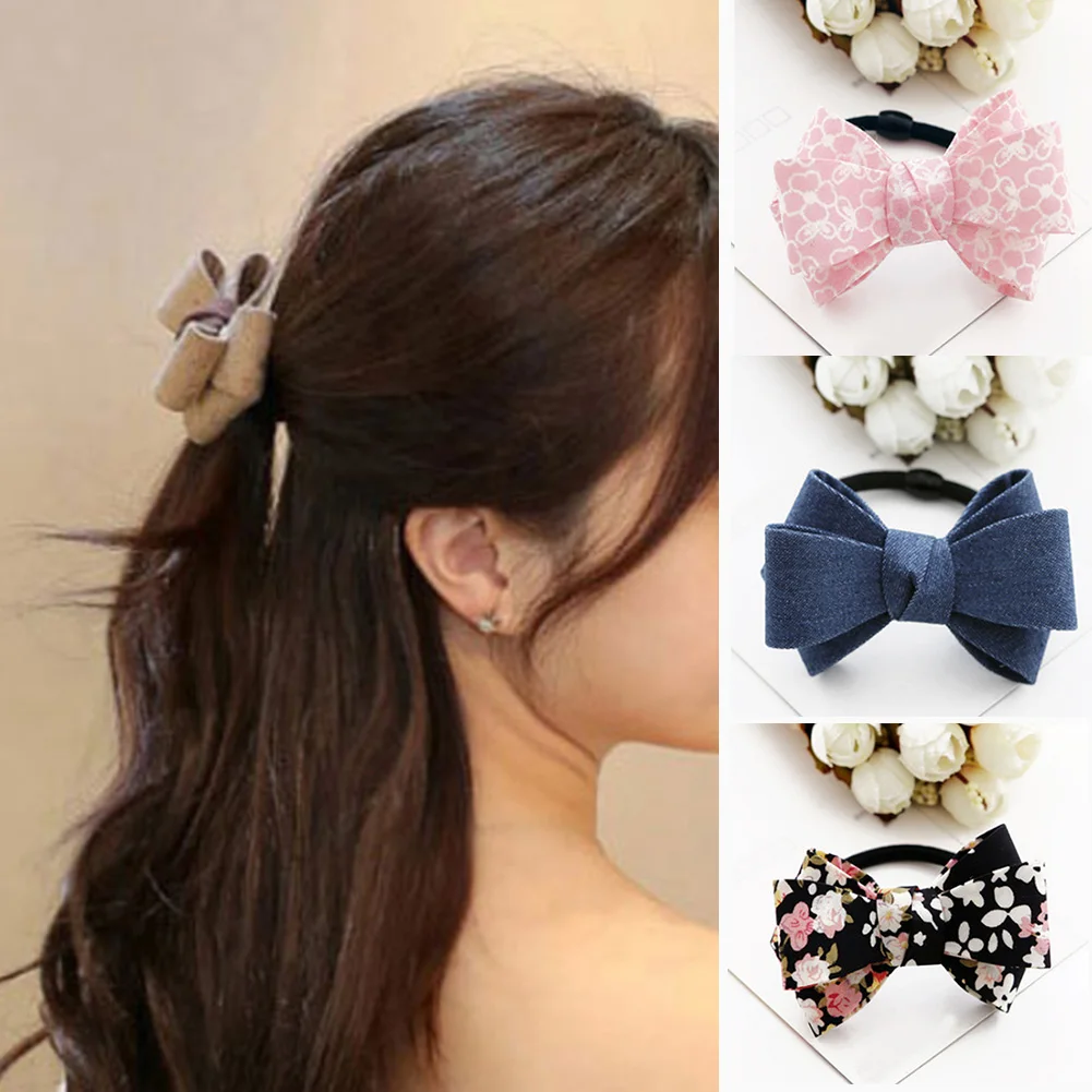 

2018 New Big Bow Hair Scrunchie Women Elastic Hair Bands Hair Accessories ponytail Holder Girls Bowknot Hair Rope