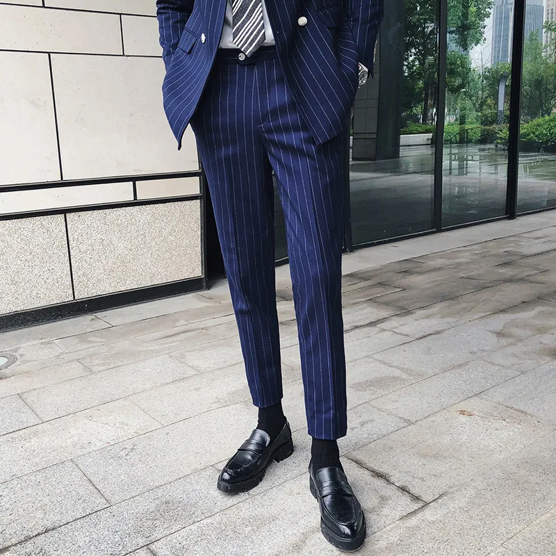 2018 New Striped Suit Trousers Mens Fashion Business Casual Men Pants ...