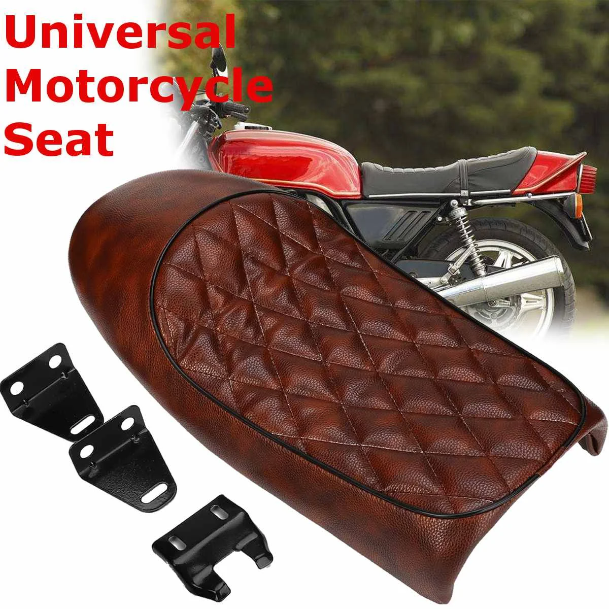

53cm Waterproof Hump Saddle Cafe Racer Vintage Seat Cushion For Honda for CBR for Suzuki Brown Vintage Style Comfortable Seat