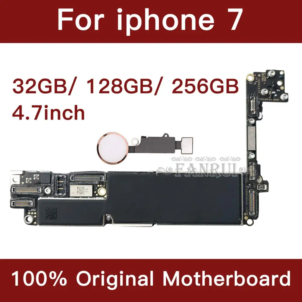 Online Para iPhone 7 placa base de 4,7 pulgadas desbloqueado placa base con Touch ID función completa 100% Original IOS placa lógica instalada