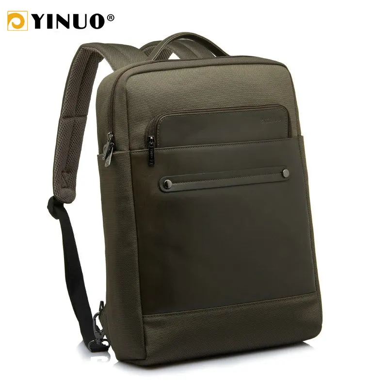 

YINUO Fashion Backpack Men Leather Laptop Backpack 13inch 15inch Waterproof Business