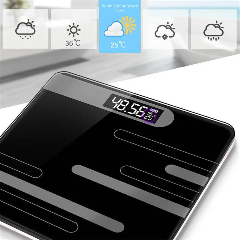 Günstige Mrosaa Bad Körper Boden Waagen Glas Smart Elektronische Waagen USB Lade LCD Display Körper Wiegen Digitale Körper Gewicht Skala